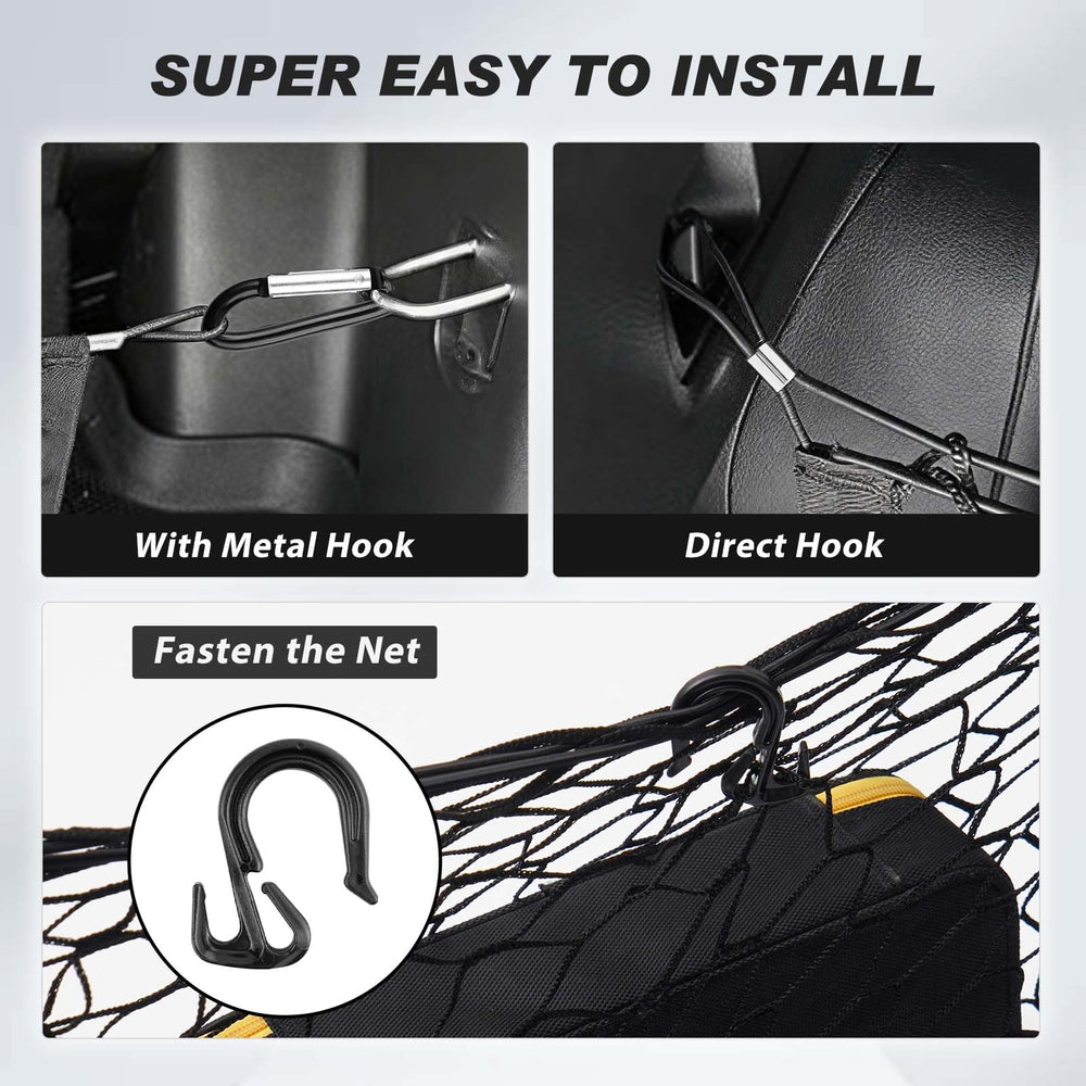 Karltys nylon-mesh cargo net shows durability and helpful stretch