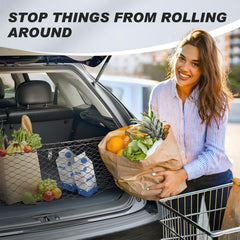 Karltys trunk net's flexible coverage prevents items from shifting during transit.