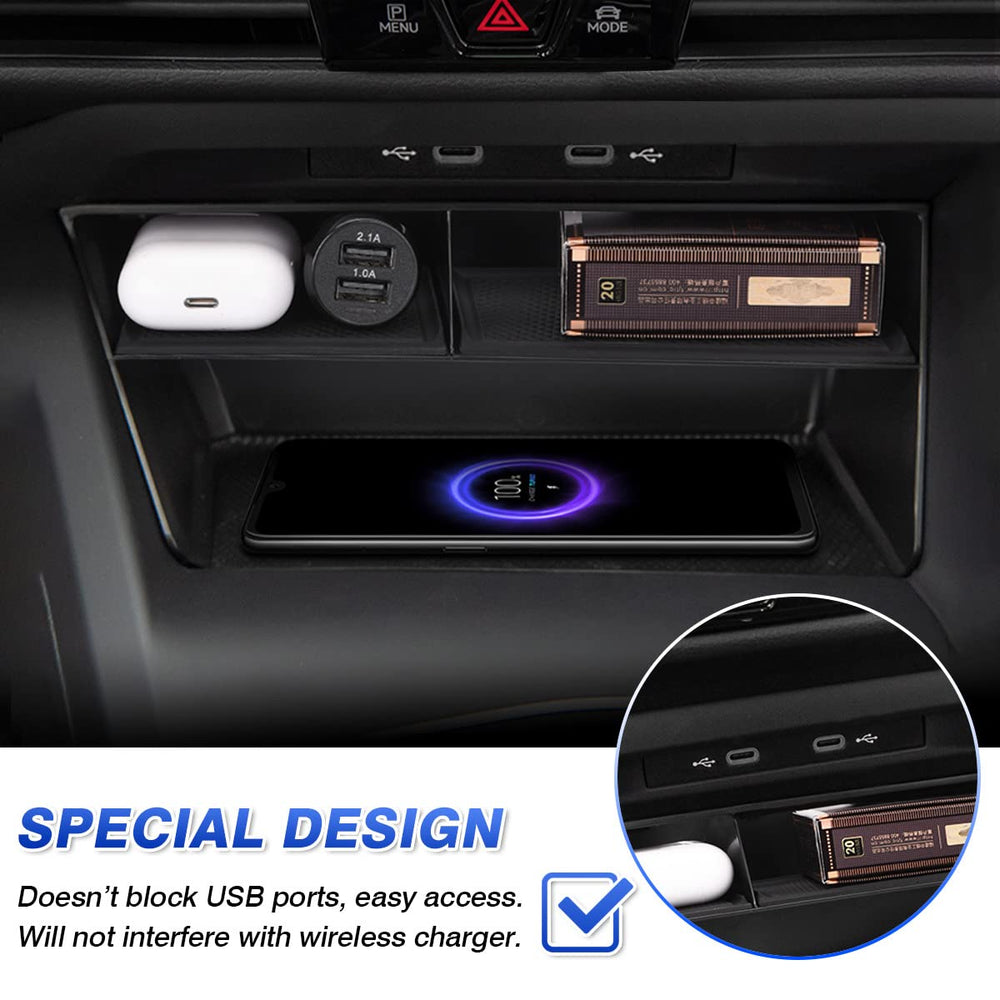 Karltys two-layer storage compartments help separate wallet, phone, and cards.