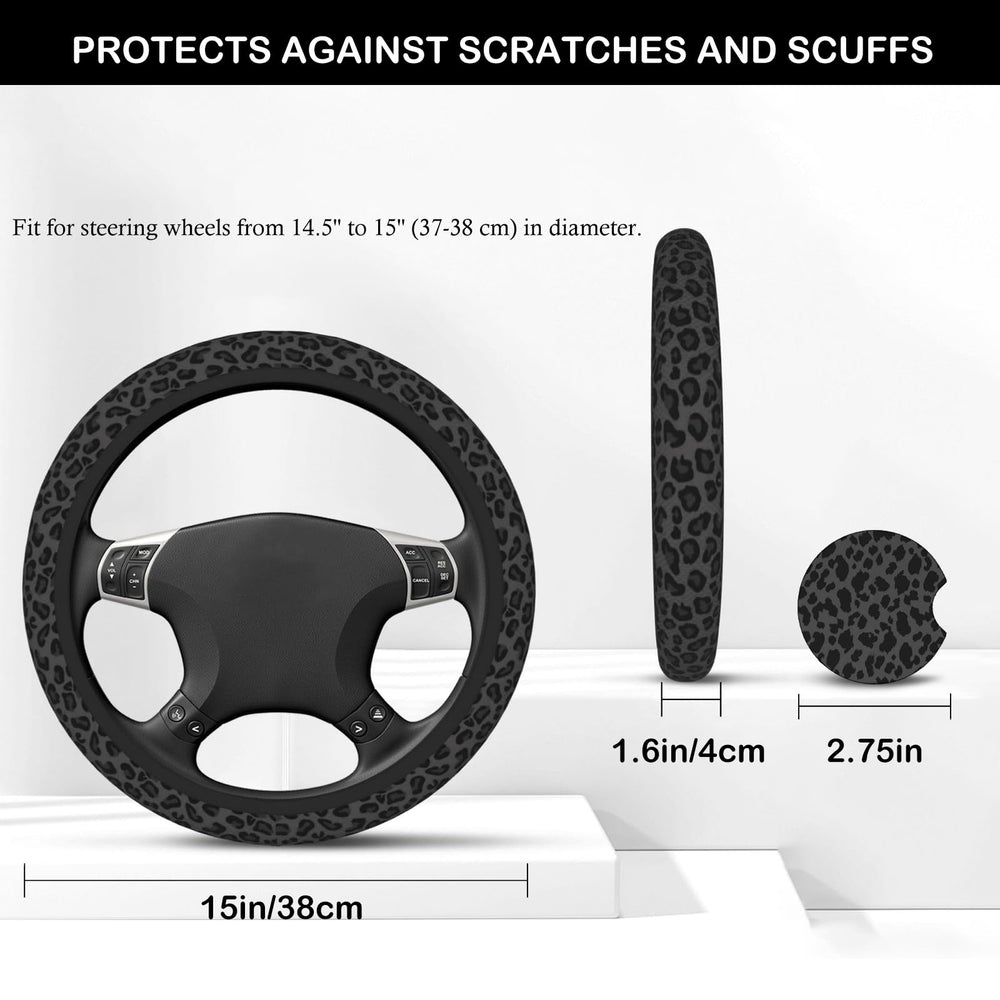 KARREAL steering wheel cover fits 14.5–15 inch wheels securely.