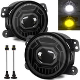 KARSAM 4-inch round LED fog light, white-amber, front view for clear visibility.