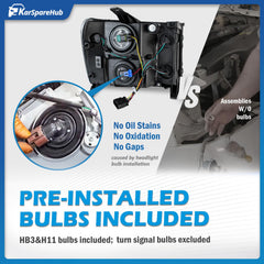 KarSpareHub headlight assembly for 07-14 Sierra 2500 HD, passenger side, robust chrome housing.
