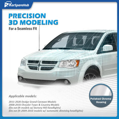 KarSpareHub headlights assembly for Chrysler Town & Country aligns with factory halogen lighting