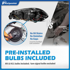 KarSpareHub headlights with bulbs included for easy replacement