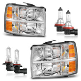 KarSpareHub Silverado headlights with chrome housing for a polished front end.