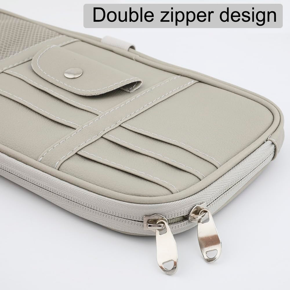 Kartisen sun visor organizer gray elastic straps secure to visor for a stable fit.