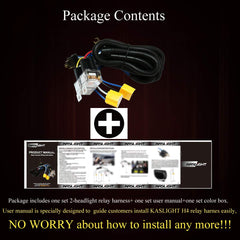 KASLIGHT H4 relay harness wiring pigtail with connectors ensures stable power.
