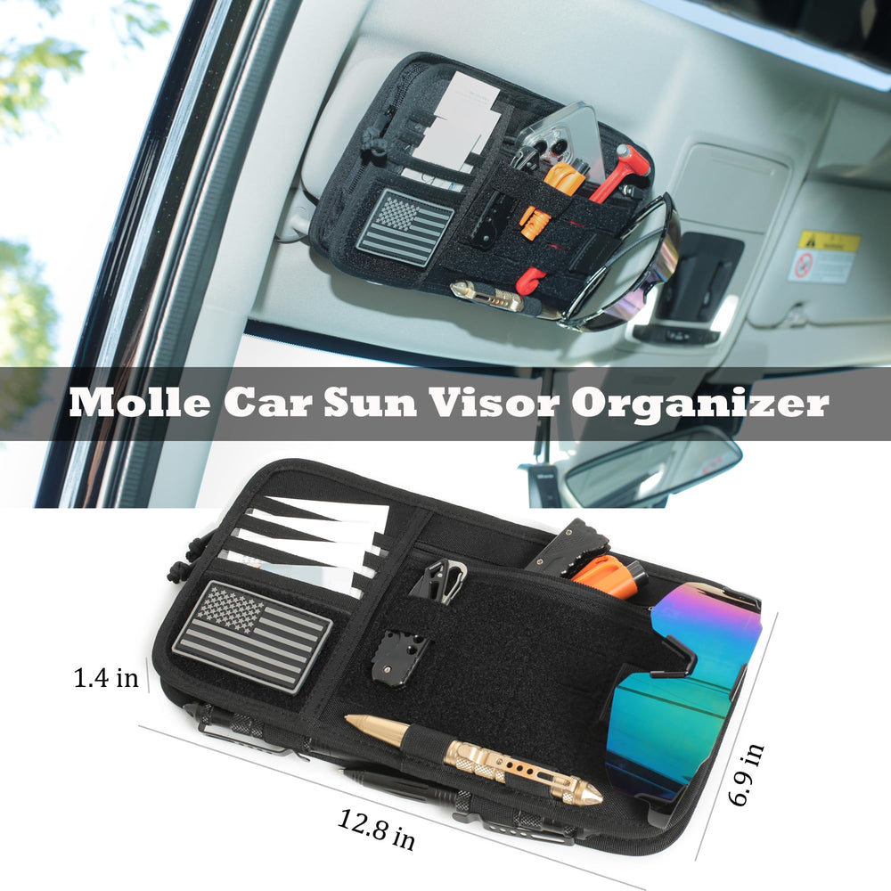 Katadem MOLLE visor organizer with glasses clip and card sleeve for quick access.