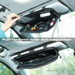 Katadem visor organizer with laser-cut MOLLE panel for customized storage.
