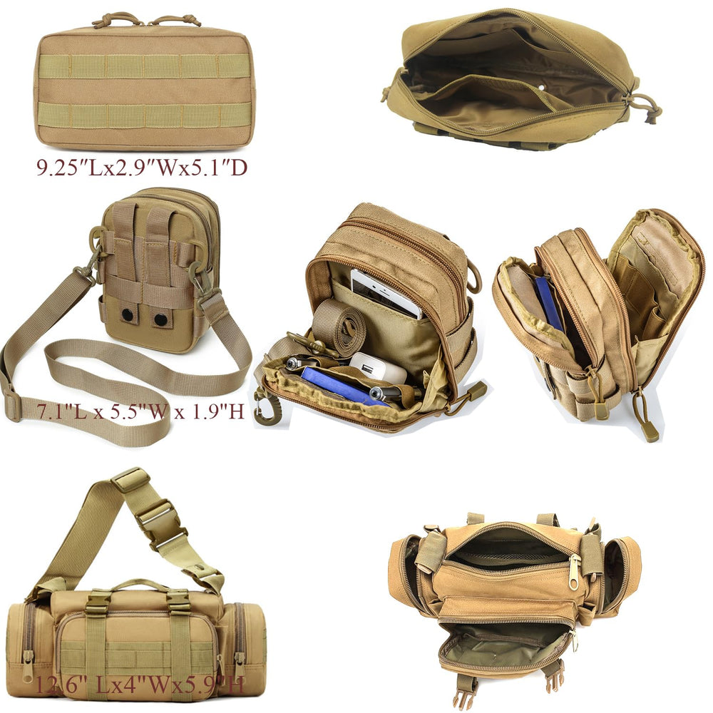 Katadem tactical waist bag with shoulder straps for hands-free carry.