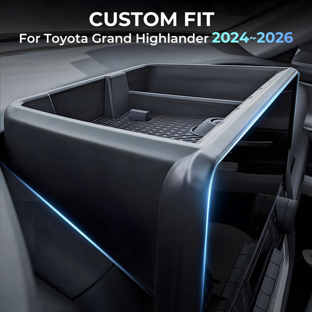 Katorn dashboard organizer tray behind screen provides quick daily access for Grand Highlander.