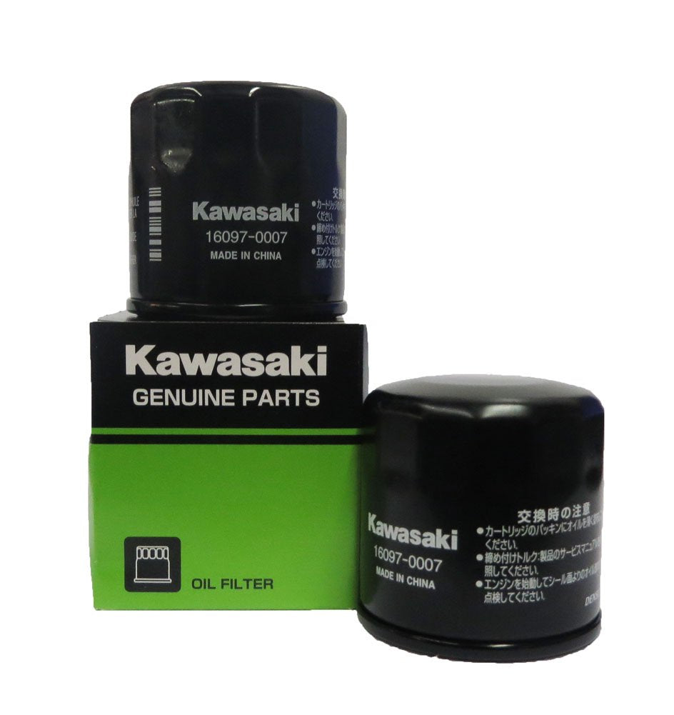 Kawasaki oil filter 16097-0007 2-pack for engine protection.