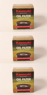 Kawasaki oil filter 3-pack front view for easy maintenance and OEM accuracy.