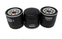Kawasaki 49065-0734 oil filter closeup showing OEM design for reliable maintenance