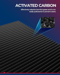 KAX activated-carbon layer helps absorb odors and impurities inside the vehicle