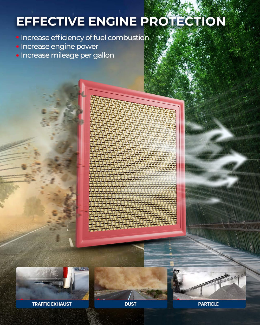 KAX CA11876 engine air filter – close-up of high-efficiency filtration media