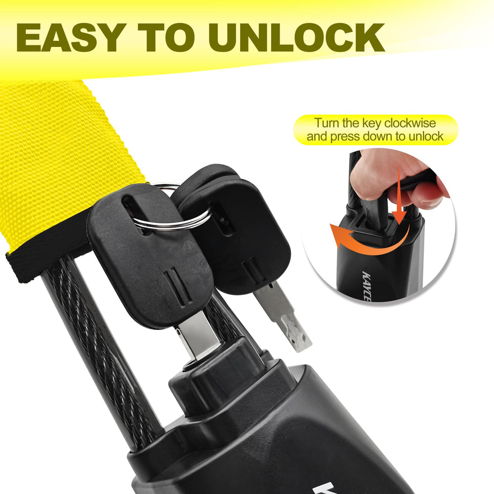 KAYCENTOP lock securing a handbag to the seat