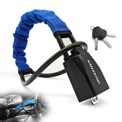 KayCENTOP steering wheel lock blue, assembled, compact portable anti-theft deterrent.