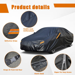 Kayme 7 Layers car cover windproof straps keep it secure in gusts