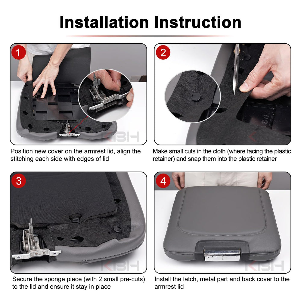 KBH gray-tone center console cover blending with Ram interior.