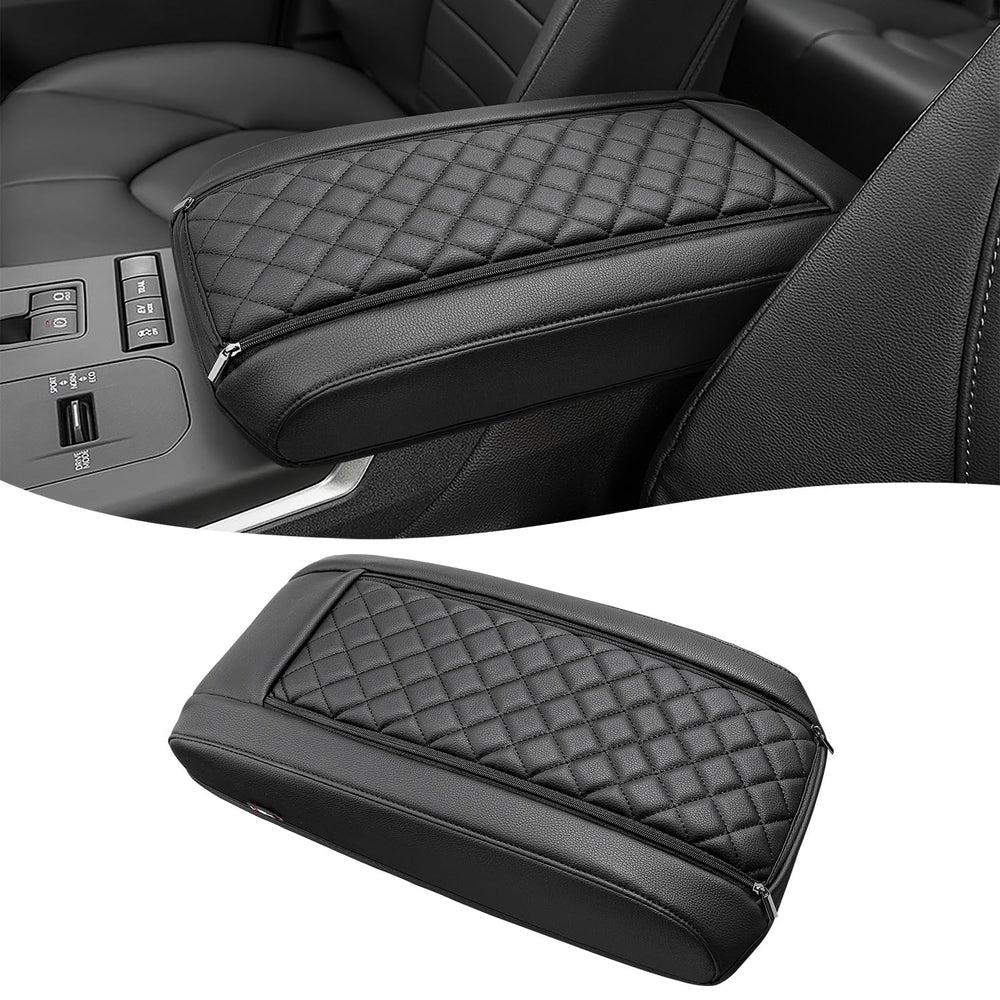 KBH armrest cover on Highlander front view provides snug protection against scratches.