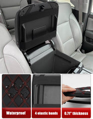 KBH vinyl leather center console cover black-red stitching improves grip.
