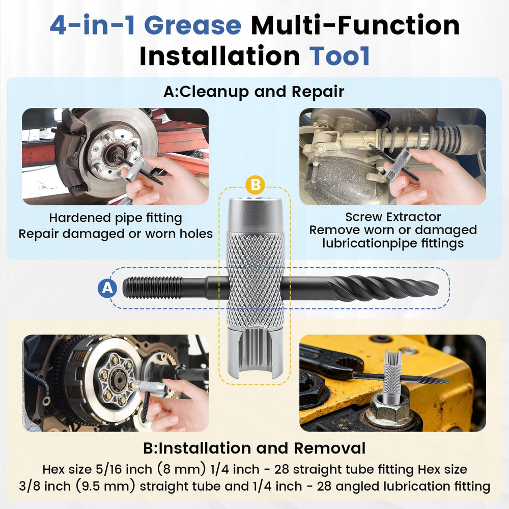 KCMOSGI grease zerk tool silver socket in use for smooth nipple engagement