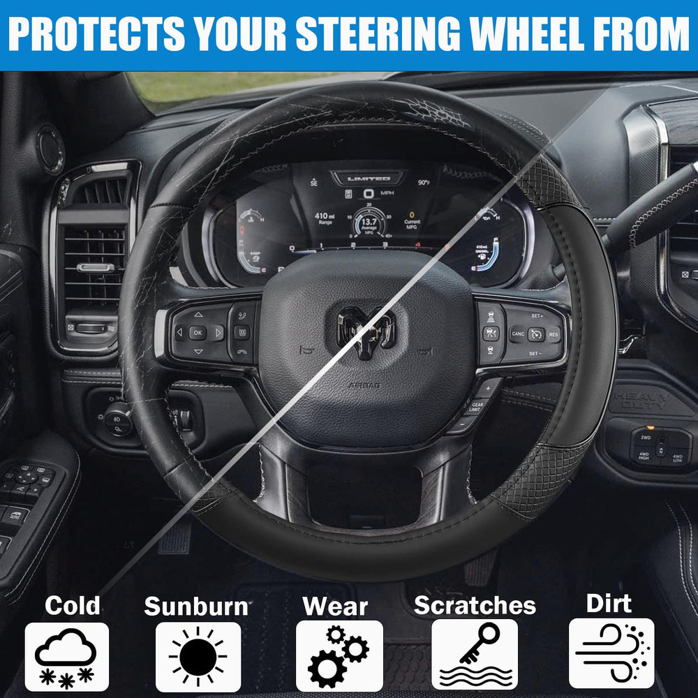 KEAIDAP steering wheel cover for Dodge Ram 2500 16in improves control and comfort