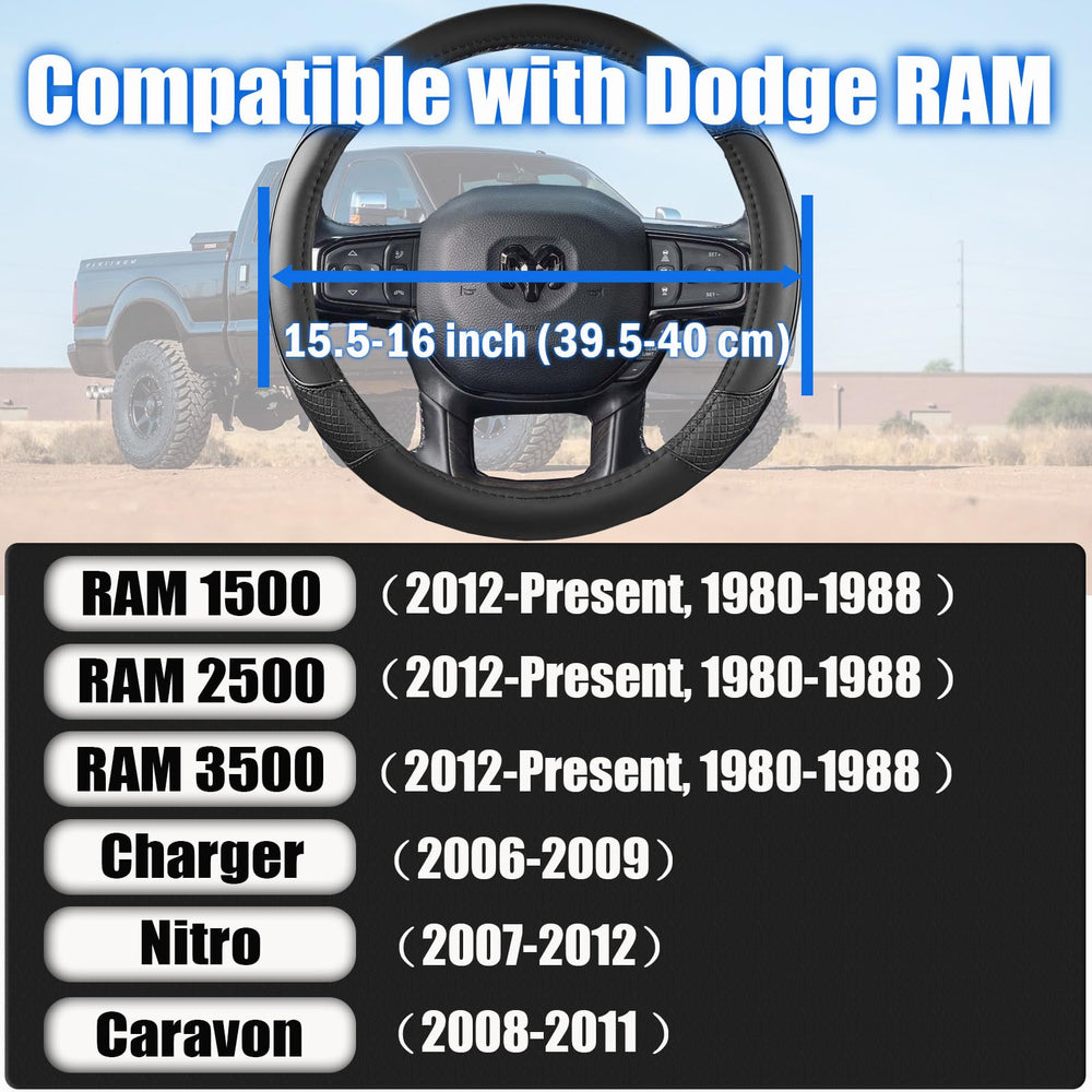 KEAIDAP steering wheel cover for Dodge Ram 3500 16in enhances rugged look and grip