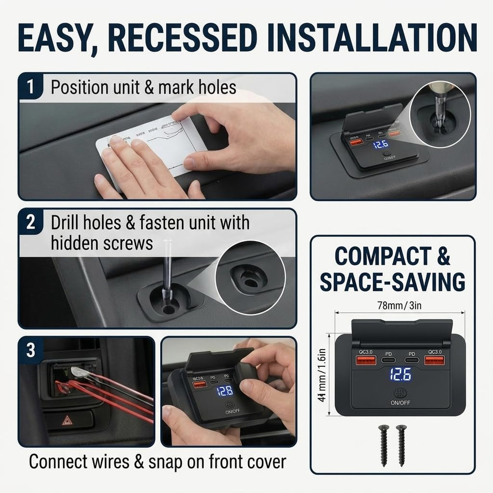 Keedin surface mount installation suited for RVs, boats, and trucks