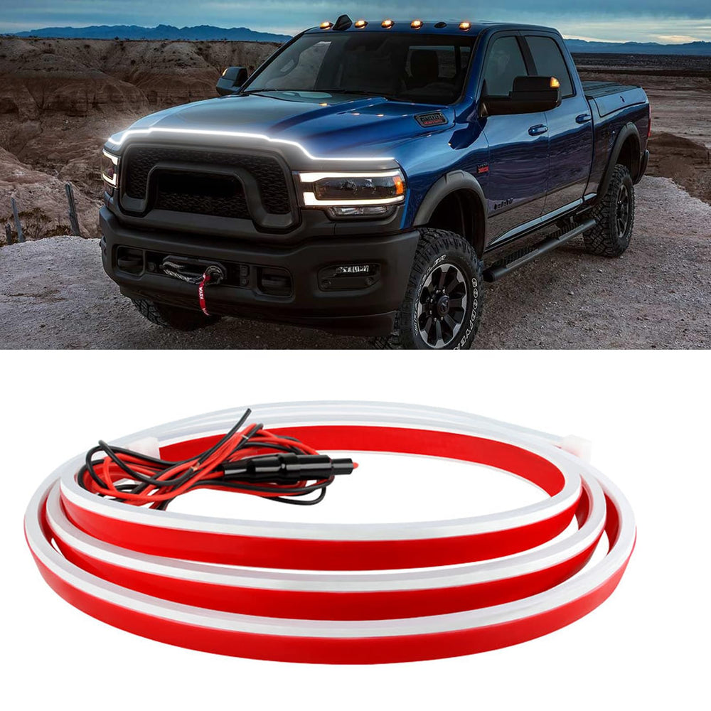 Keepdsgn 71-inch car LED hood light strip enhances daytime visibility and style.