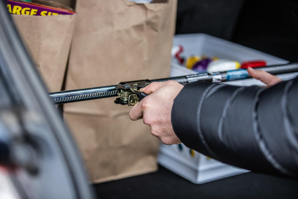 Keeper secure haul cargo bar helps prevent movement on uneven roads.