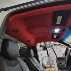 Kefly red headliner saves time with easy cutting and fitting.