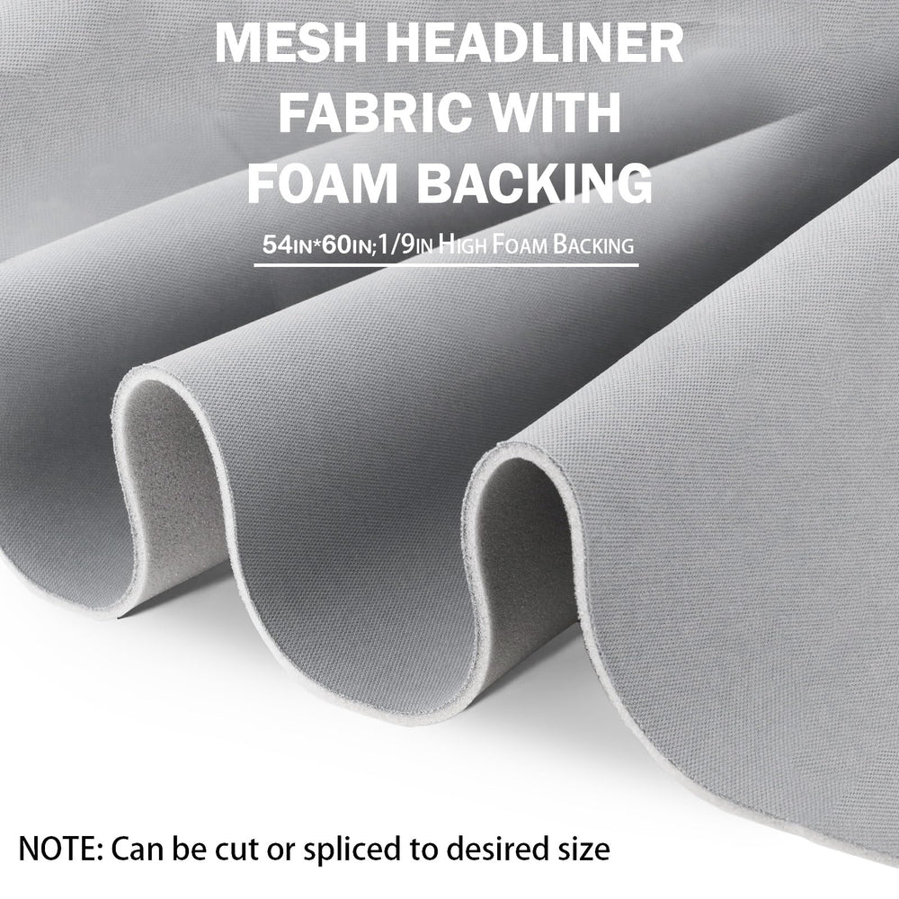 Close-up of foam-backed headliner detail for rigidity and sag resistance.