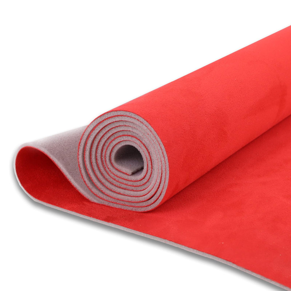 Kefly red suede headliner fabric 96x60 with foam backing for easy vehicle roof replacement.