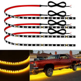 Keiurot 12V amber LED strip, 24in, ideal for car interior ambient lighting.