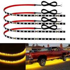 Keiurot 12V amber LED strip, 24in, ideal for car interior ambient lighting.