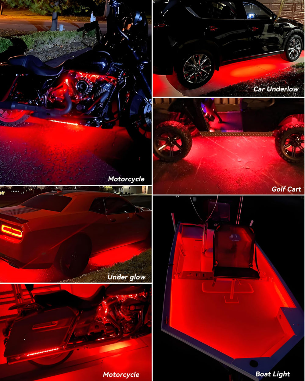 Keiurot IP67 waterproof red LED strip for boats and marine lighting.
