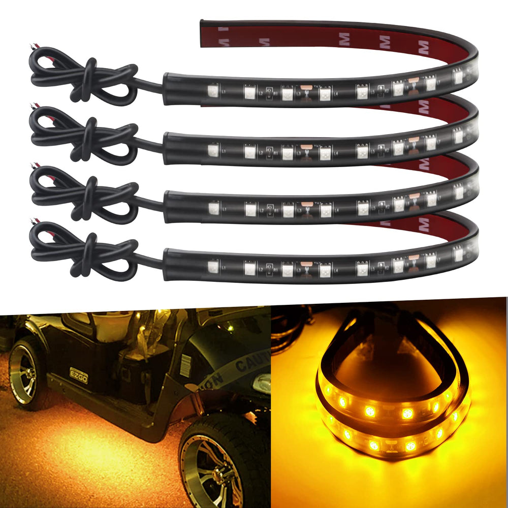 Keiurot amber LED strip underbody underglow enhances visibility and style on vehicles.