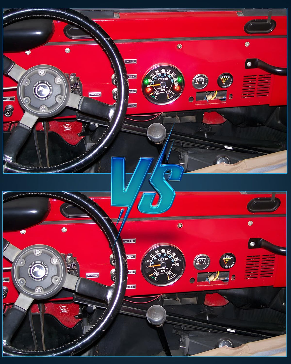 Keiurot dimmable Jeep speedometer LED kit offers flexible brightness with OEM dimmer.