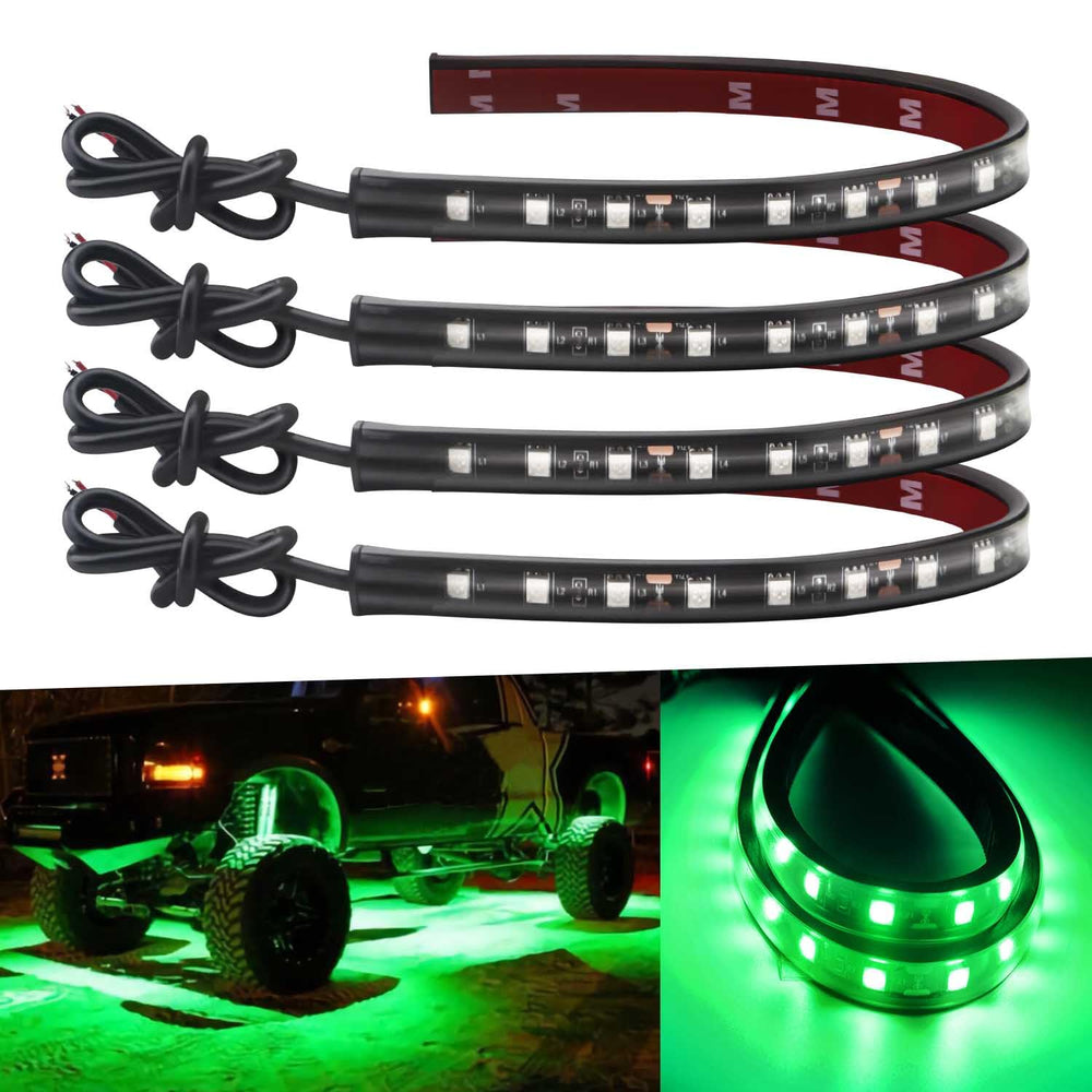 Keiurot green 32cm LED strip in car interior for ambient lighting and visibility.