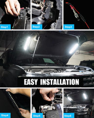 Keiurot LED strip installation with wiring options for flexible placement.