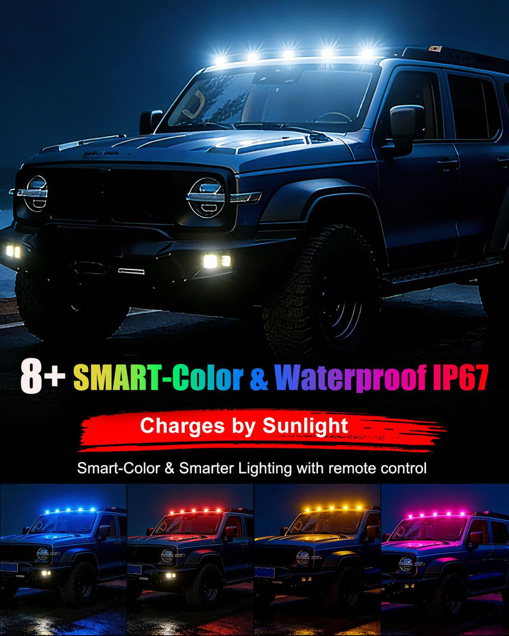 Keiurot wireless cab lights installed without drilling on a vehicle