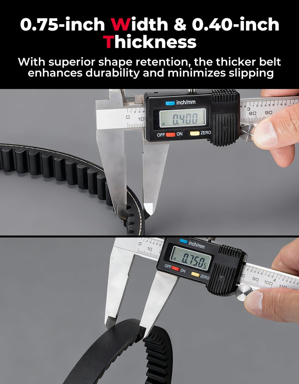 Kemimoto belt with elastomer-impregnated teeth for even force distribution