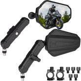 KEMIMOTO Adventure mirrors mounted on handlebars provide quick rear visibility for lane checks
