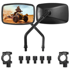Kemimoto convex HD ATV mirrors on 7/8 inch handlebars provide wide, clear rear visibility.