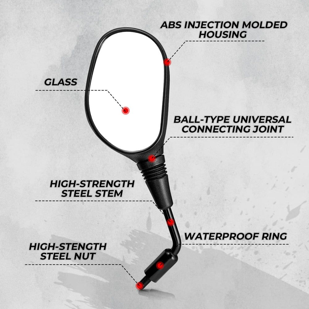 KEMIMOTO ATV mirrors protective rubber sleeve shields interfaces from rain and mud.