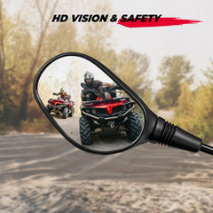KEMIMOTO ATV mirrors scratch-resistant coating keeps a sleek look ride after ride.