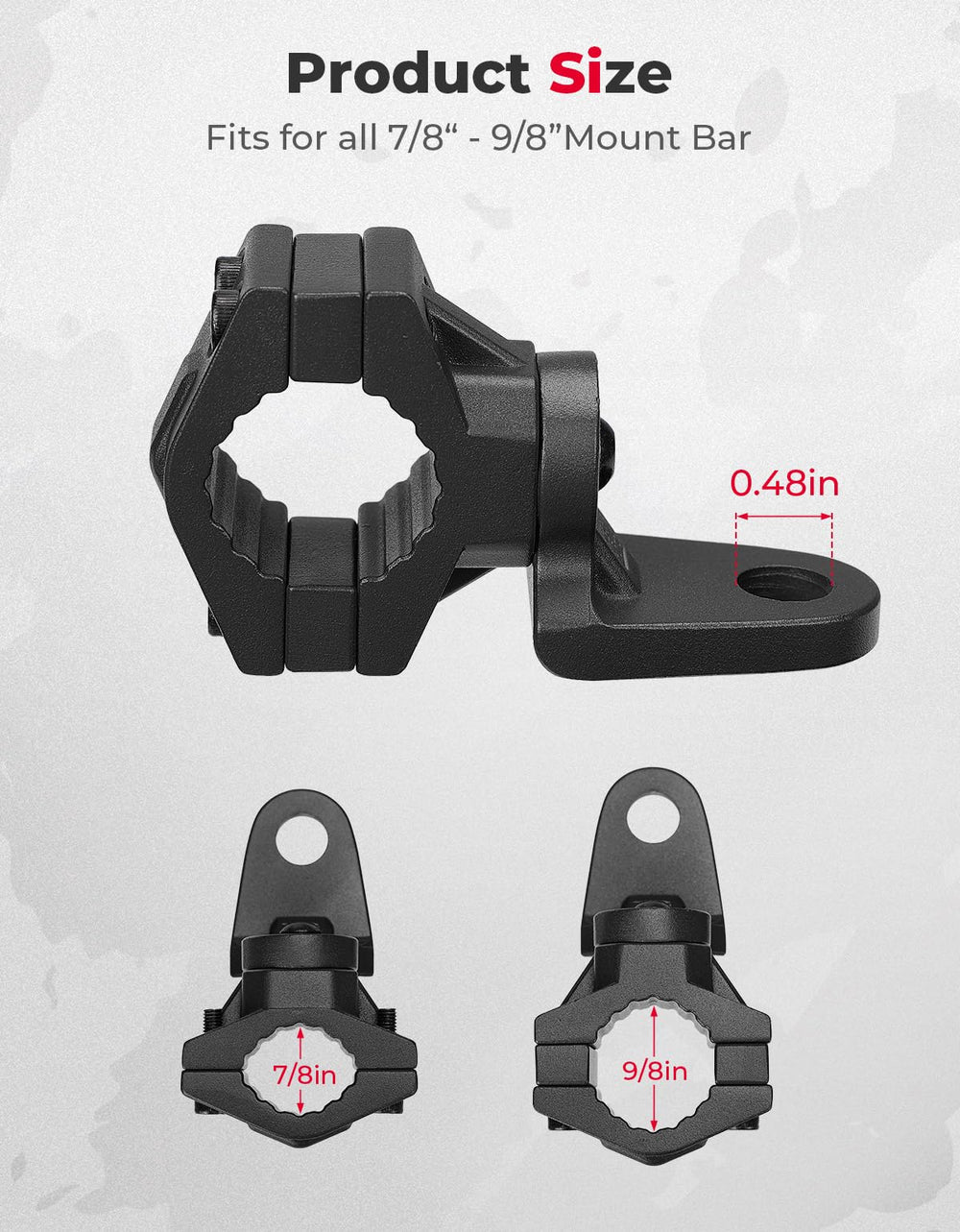 KEMIMOTO ATV whip mount featuring an L-shaped bracket for extra strength