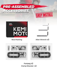 KEMIMOTO bike fitment image highlighting compatibility with 1-1/4 inch guards
